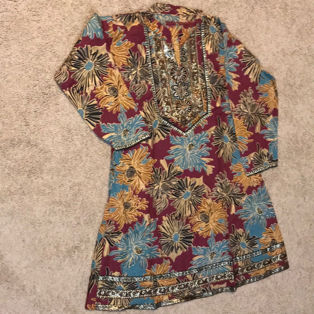 New Brown black & aqua color printed cotton kurti